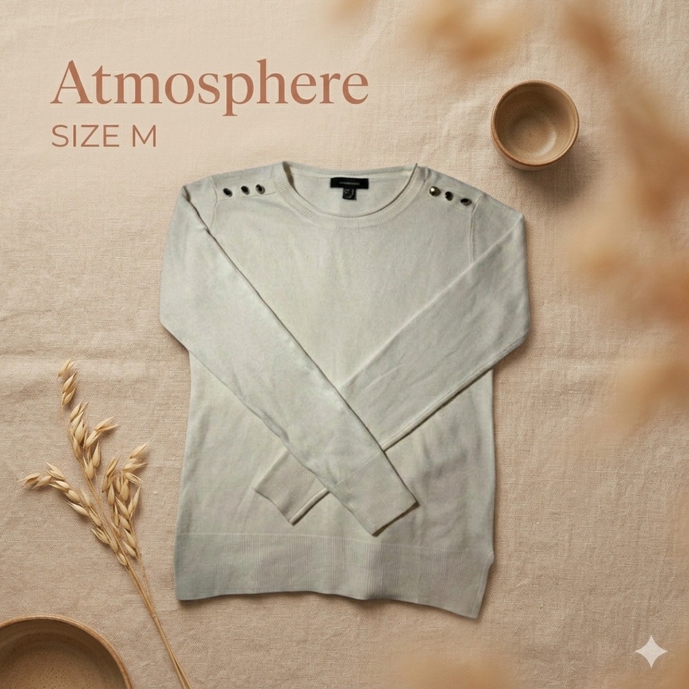 Atmosphere Minimalist Nautical Button Shoulder Sweater Women‎ Medium